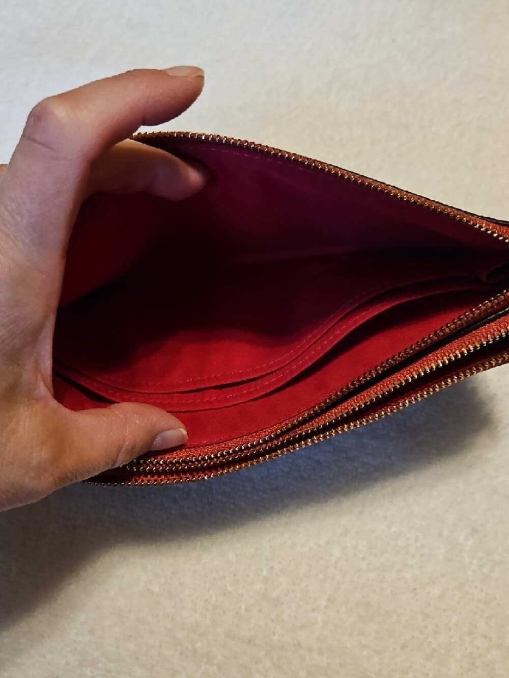 Coach Brown Signature Canvas Wristlet with Red Trim - Picture 10 of 10
